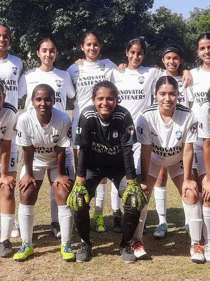 Our SheWolves team lined up and ready for their match in the Women's Championship. This photo shows the focus and professionalism of our players before kickoff.