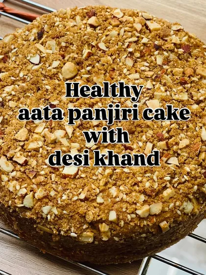 A healthy and wholesome Aata Panjiri cake made with desi khand, a guilt-free indulgence.