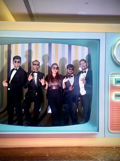 Having some fun with a retro TV photo booth at a corporate gig at JW Marriott Prestige Golfshire Resort.