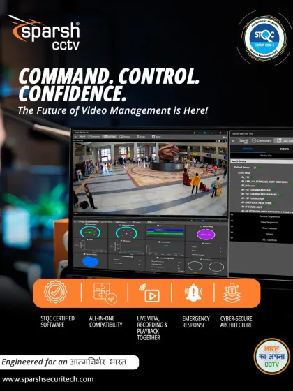 My STQC-certified Video Management Software (VMS) provides a single point of command, control, and confidence for your entire security network. From one dashboard, you can monitor thousands of cameras, manage live viewing and playback, and coordinate emergency responses with an all-in-one, cyber-secure architecture.