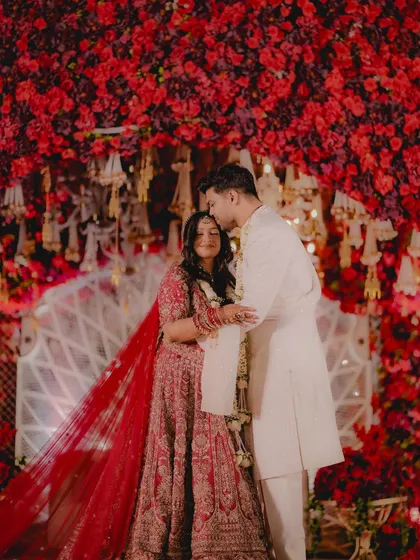A tender kiss on the forehead, a blessing from the groom to his bride. A quiet, emotional moment from Priyanka and Ranjith's ceremony.