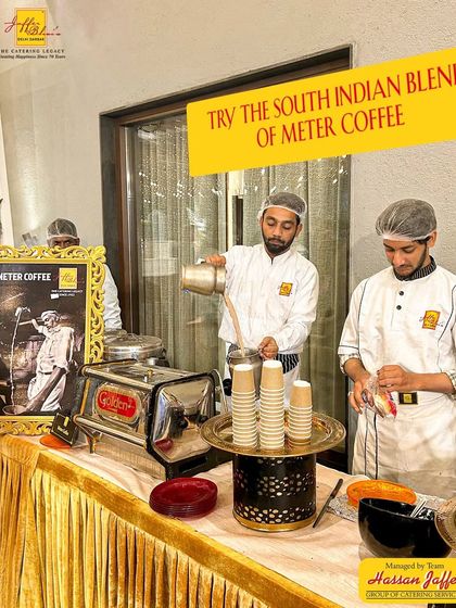 Try the South Indian blend of Meter Coffee at our live counter. Our staff expertly prepares and serves frothy, aromatic filter coffee, providing a unique and authentic beverage experience for coffee lovers.