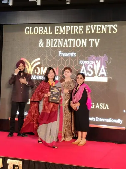 On stage at the Icons of Asia awards, presented by Global Empire Events and Biznation TV. It is an honor to be part of a community that celebrates and uplifts women leaders.