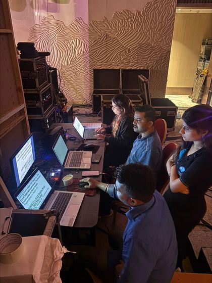 Our team at the console for the Elle Beauty Awards. We manage the complex flow of awards, speakers, and entertainment.