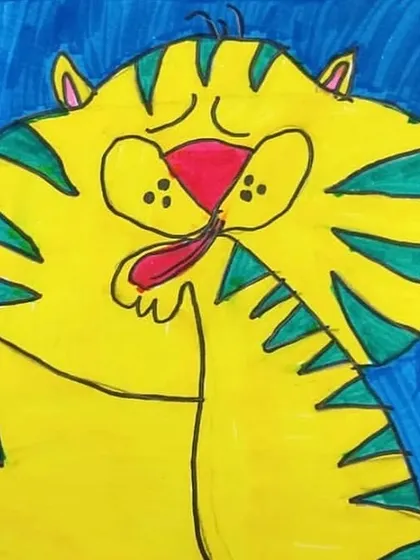 This yellow and green striped cat is full of personality. Our cartooning classes focus on creating fun, memorable characters that students can be proud of.