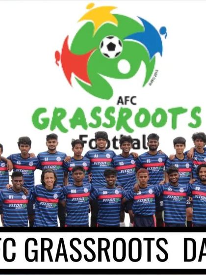The Football School of Karnataka team celebrating AFC Grassroots Day. We are committed to developing football talent from the ground up.