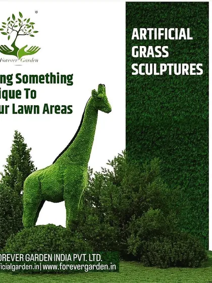 Looking for something truly unique? I also design and create custom artificial grass sculptures. This giraffe topiary is an example of a whimsical and eye-catching piece I can make for your lawn or event.