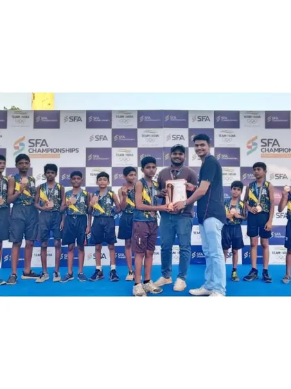 The U-16 boys team receiving their SFA Championship award.