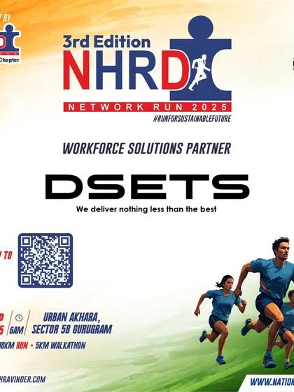 I collaborate with partners who share my commitment to excellence. This graphic announces DSETS as the Workforce Solutions Partner for the NHRD Run, aligning our event with a top-tier service provider.