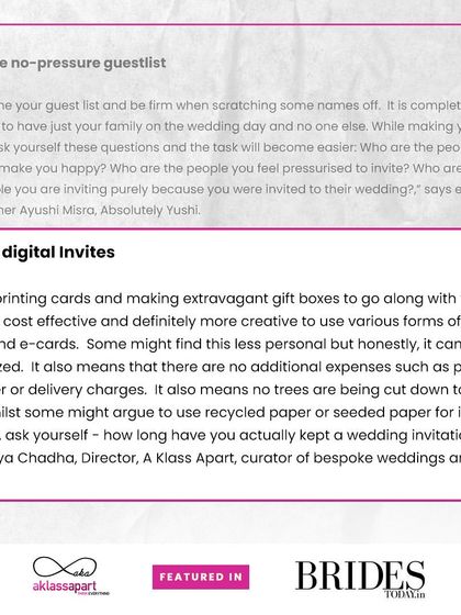 An excerpt from my Brides Today feature, where I discuss the benefits of sending digital invitations.