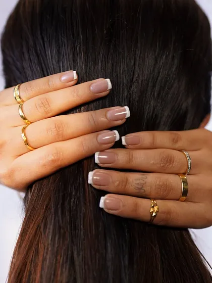 A beautiful composition of our delicate gold rings, showcasing their versatility and everyday elegance.