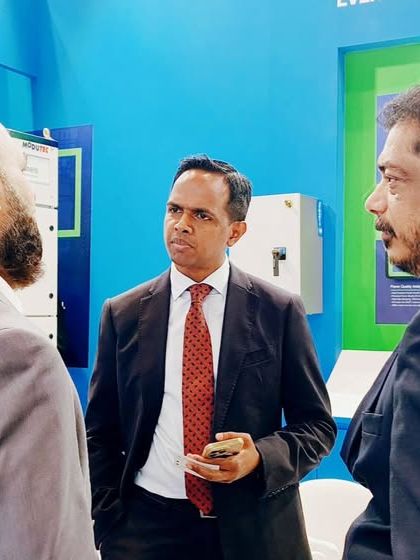 An in-depth discussion with industry professionals at my booth during the Middle East Energy expo.