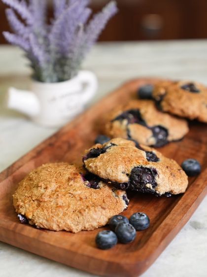 Another beautiful shot of my homemade blueberry cookies, highlighting their soft texture and rustic charm.
