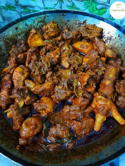 My special recipe for hard chicken, cooked until the meat is tender and infused with spices.