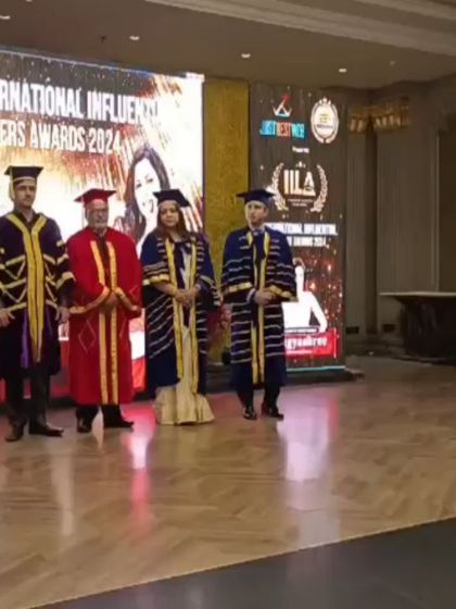 On stage at the International Influential Leaders Awards. Standing alongside esteemed guests from politics, law, and academia was an inspiring experience.