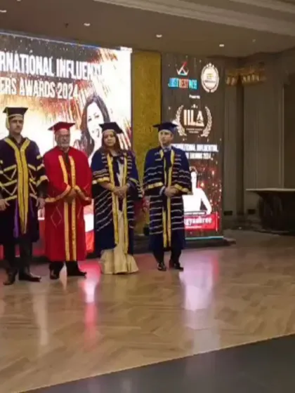 On stage at the International Influential Leaders Awards. Standing alongside esteemed guests from politics, law, and academia was an inspiring experience.