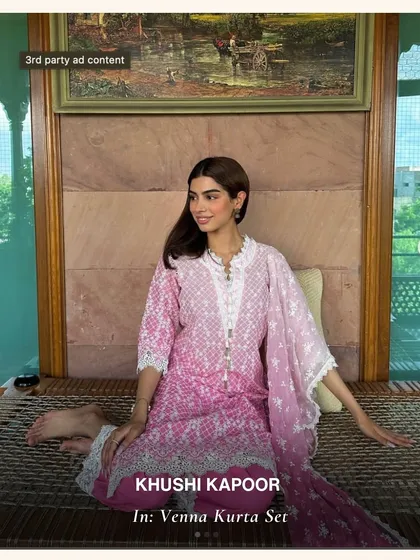 You know it’s a must have when Khushi Kapoor picks it. She looks absolutely stunning and so comfy in my pink Venna Kurta Set. This is the perfect look for a daytime event or a festive puja.