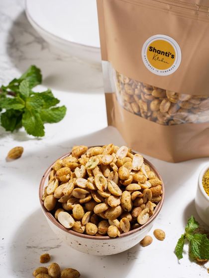 My Pudhina Lime Peanuts are an irresistible snack. I season roasted peanuts with a refreshing blend of mint and nimbu for a zesty, crunchy, and delicious treat.