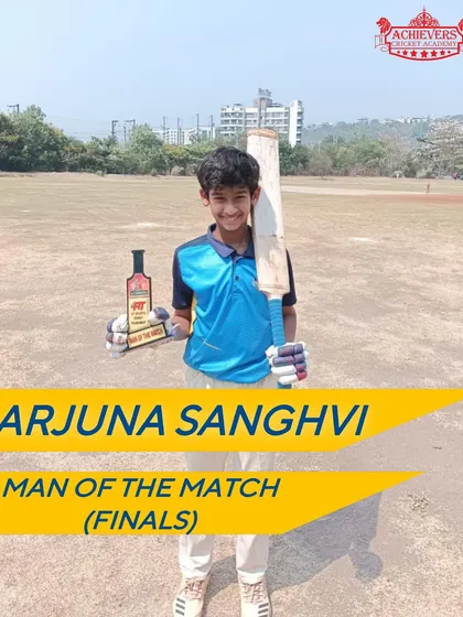 Arjuna Sanghvi awarded 'Man of the Match' in the finals of the AT Cup U-14 Mini IPL.