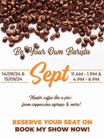 This poster for our September barista event clearly states what you'll learn to master: foam, cappuccino, espresso, and more.