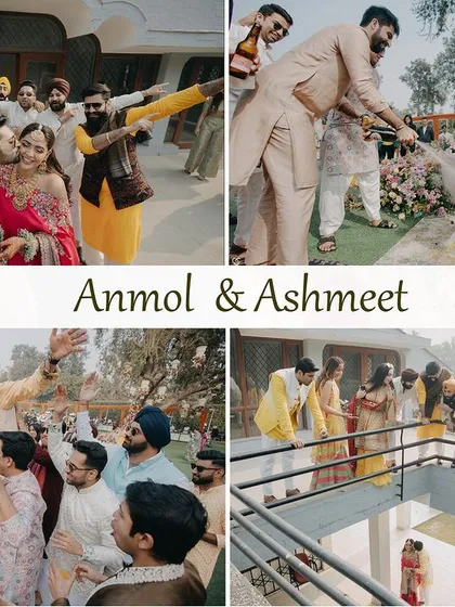 More candid moments from Anmol and Ashmeet's celebrations, showcasing the groom's baraat and the playful interactions with friends and family.