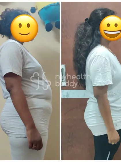 A 6kg weight loss in 3 months for this new mom. We worked on changing food habits and incorporating simple exercises to fit her new life.