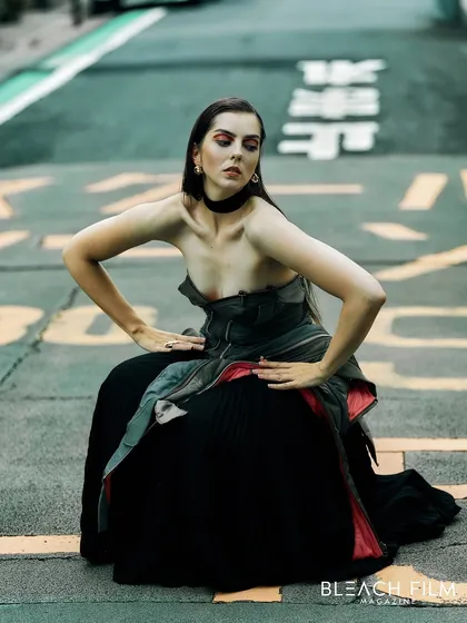 An editorial shot on the streets of Tokyo for Bleach Film Magazine. We used the urban environment and its graphic markings as a backdrop for a high-fashion pose.