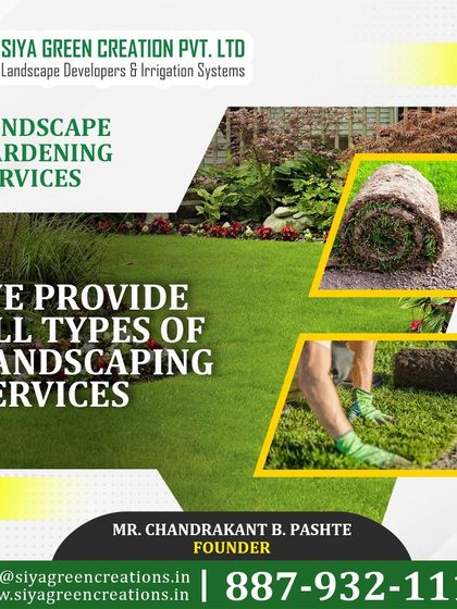 This graphic highlights our core offering: providing all types of landscaping services. From laying natural turf to designing garden layouts, we cover every aspect of garden creation.