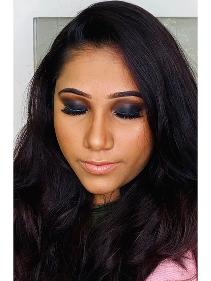 A detailed look at the black smokey eye. I blend the shadows carefully to create depth and dimension, finishing with a sharp winged liner for that extra drama.