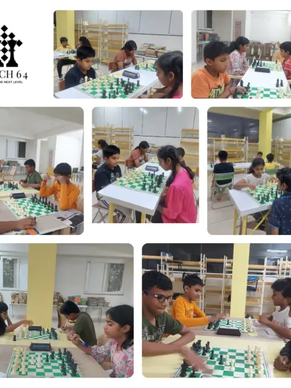 A collage showcasing the focused environment of our club tournament. You can see players of various ages deeply engaged in their games, a common sight at our well-attended events.