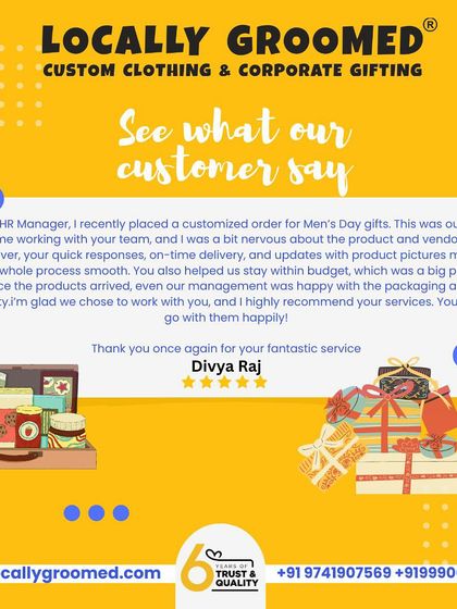 "Quick responses, on-time delivery, and stayed within budget." We love hearing feedback like this from our clients. This testimonial from an HR Manager highlights our smooth and efficient process for Men's Day gifts.