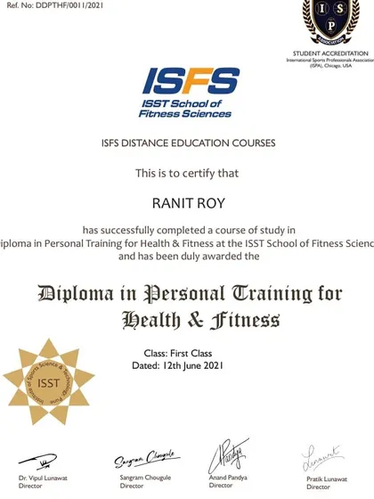 My coaching is built on a solid foundation of knowledge. This Diploma in Personal Training for Health & Fitness is my commitment to using proven, evidence-based methods to get you real, lasting results.