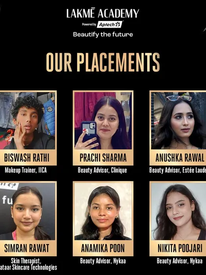 Celebrating the achievements of my students. Congratulations to Biswash, Prachi, Anushka, Simran, Anamika, and Nikita on their placements as makeup trainers and beauty advisors at IICA, Clinique, Estée Lauder, and Nykaa.