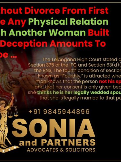 The law is clear: if a man conceals his existing marriage to enter into a physical relationship with another woman under the pretense of a valid marriage, it amounts to rape. The woman's consent is considered invalid because it was obtained through deception. I represent victims of such profound betrayal to ensure they get justice.