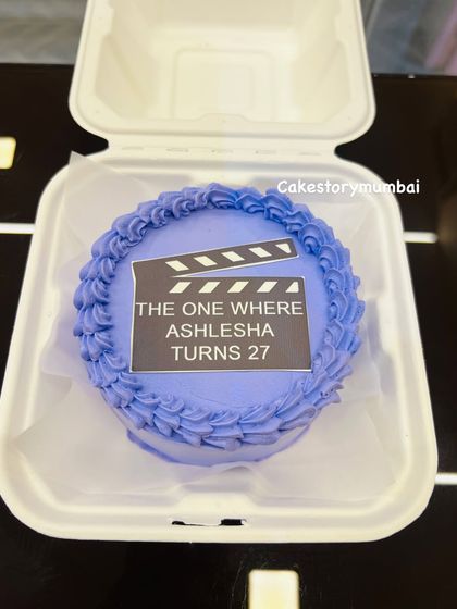 A 'Friends' themed bento cake for a 27th birthday. The design reads 'The One Where Ashlesha Turns 27', a fun and personalized pop culture reference.