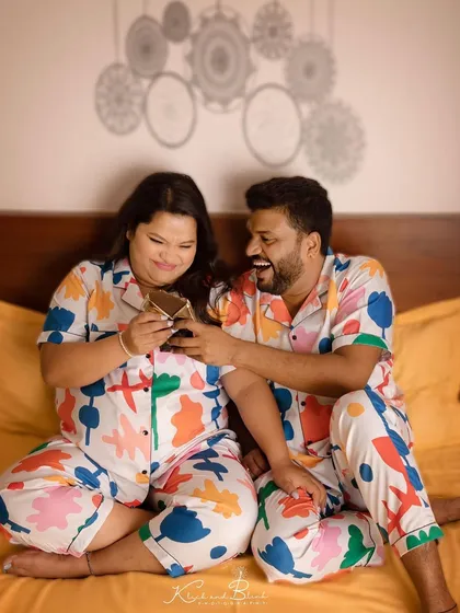 I love it when couples bring their fun side to a shoot! These matching pajamas created a playful and relaxed atmosphere, and their laughter was completely genuine.