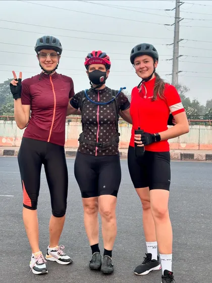 A trio of our female riders, all geared up and ready to go.