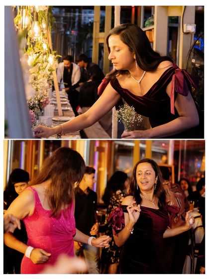 Our goal is to create an atmosphere where you and your guests can relax and have fun. Here, guests are seen dancing and enjoying the elegant ambiance we created.