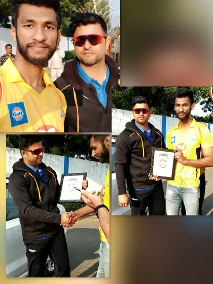 A collage of photos from when I met Suresh Raina. He was so appreciative of the sketch, and we had a great chat.