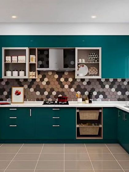 Modular Kitchen - Modular Home Interiors Efficient L-Shaped & U-Shaped Kitchens photo 32