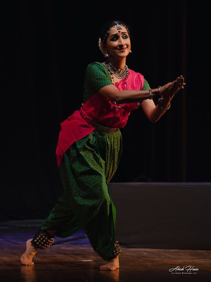 A playful, charming expression from a piece depicting the 'leelas' or divine plays of Krishna.