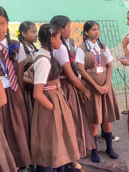 Interacting with students in Goa after the workshop. Answering their questions and seeing their curiosity is one of the most rewarding parts of these sessions.