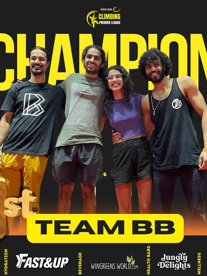 This is what victory looks like. Team BB, the champions of our first-ever Climbing Premier League, celebrating their win. Teamwork, dedication, and a lot of fun go into moments like these.