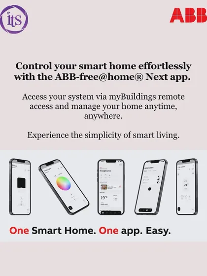 The ABB-free@home Next app consolidates your entire smart home into one easy-to-use interface, allowing you to manage your system from anywhere, anytime.