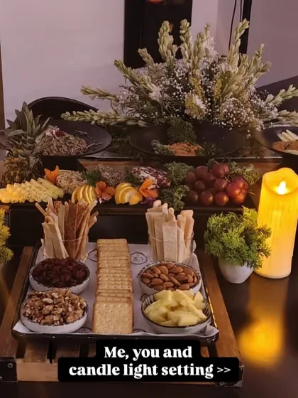 Me, you, and a candlelight setting. This romantic and inviting spread is perfect for an intimate celebration.