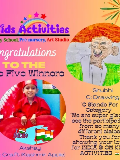 Celebrating the winners of our Independence Day Contest. Akshay's creative craft of a Kashmir apple and Shubhi's thoughtful drawing were among the top five entries. Congratulations to all our young patriots.