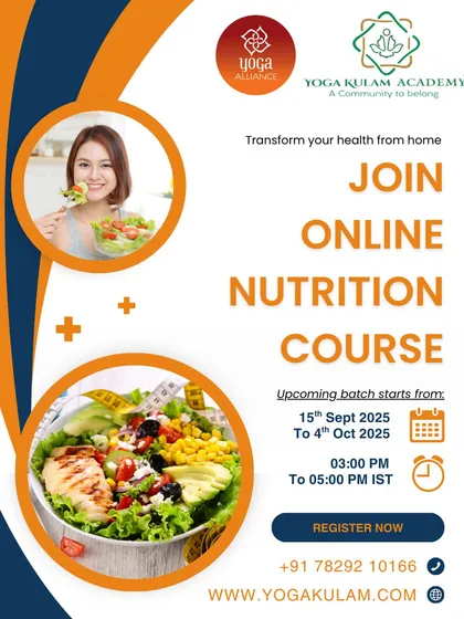 This is your invitation to transform your health from home. Our online nutrition course provides a clear, structured path to understanding food. The poster highlights the upcoming batch dates and gives you a glimpse into the comprehensive topics we cover in our live, interactive sessions.