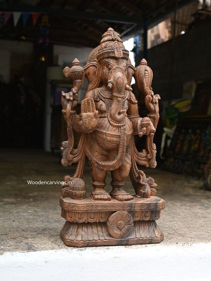 A full-length view of the 31-inch standing Ganesha, showcasing its stable base and balanced posture.