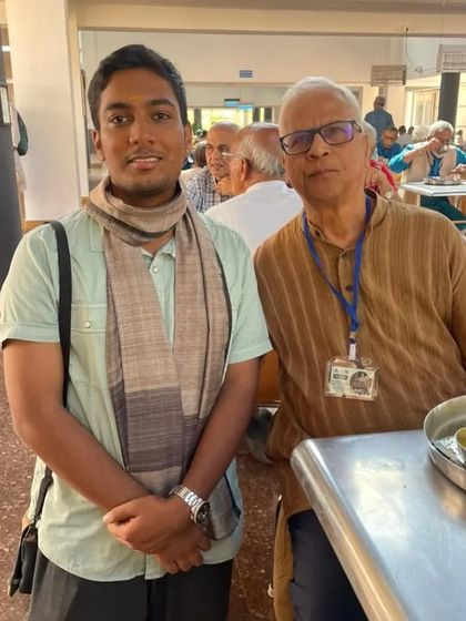 With Hari baba, husband of the legendary vocalist Veena Sahasrabuddhe ji, at the Naada Bindu festival. It's a blessing to connect with the families of the greats.