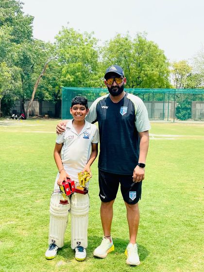 With Saksham Arora, celebrating his 5-wicket haul. A proud moment for this young bowler.